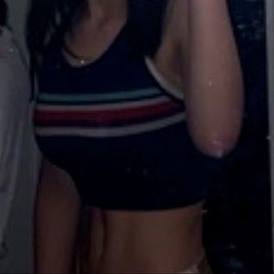 Colsie • Navy Blue w/ Multicolored Red, Aqua, & White Stripes • Halter Tank